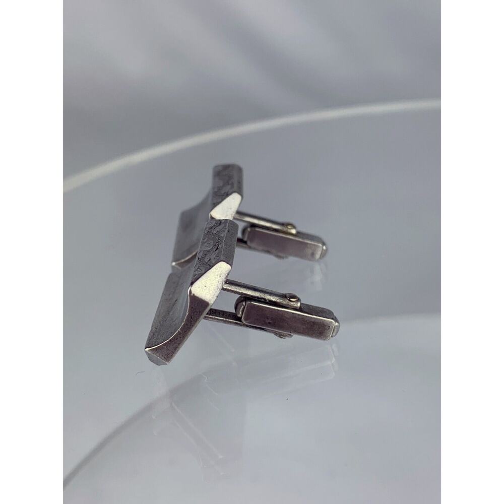Large Sterling Silver Cufflinks Anson Engravable Statement Heavy 26.5g VTG M1 - Picture 6 of 11